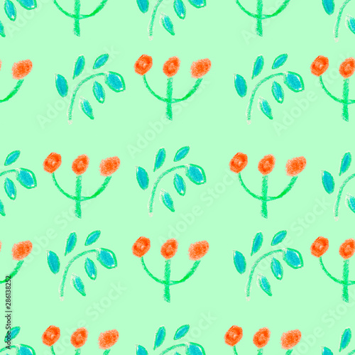 Wallpaper Mural Seamless pattern as children's drawing wax crayons Torontodigital.ca