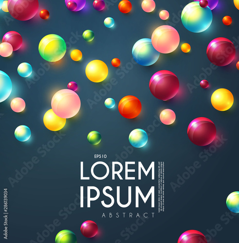 Abstract Flying Spheres Background. Sweet Candy. Colorful Realistic Glossy Balls.