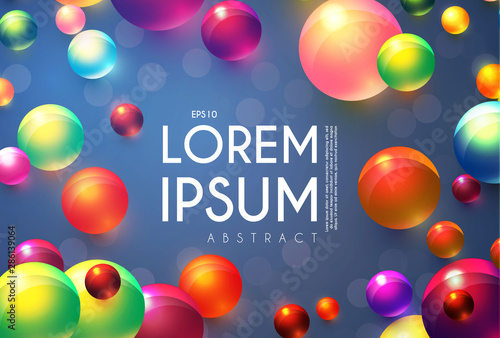 Abstract Flying Spheres Background. Sweet Candy. Colorful Realistic Glossy Balls.