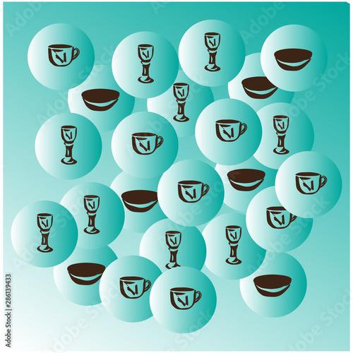 coffee icon set, brown light blue background