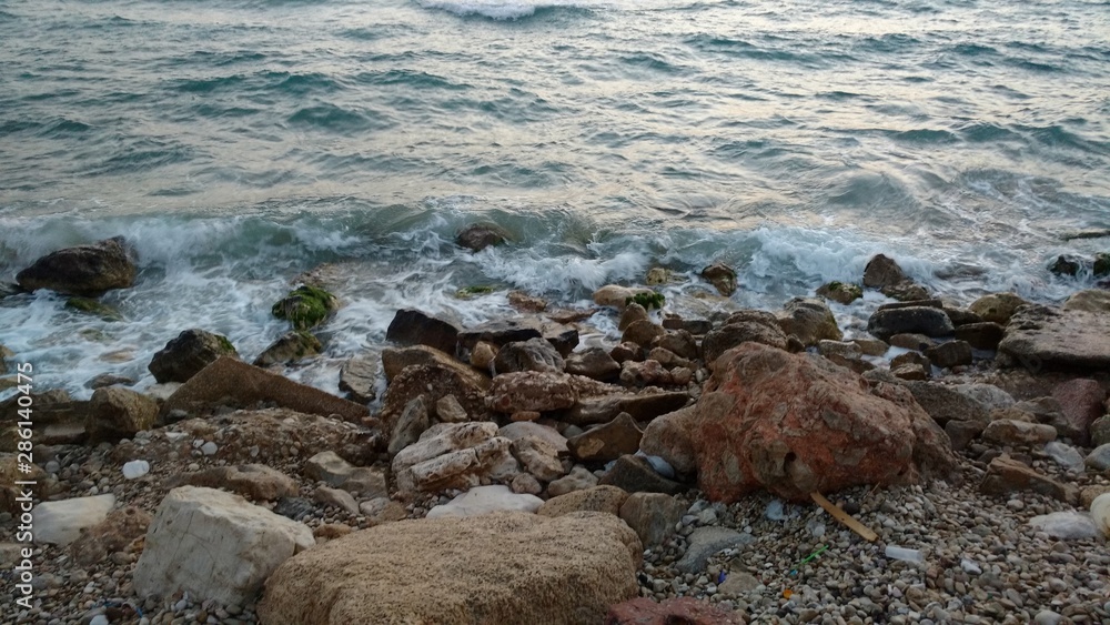 Obraz premium A beautiful view of Haifa beach, Israel.