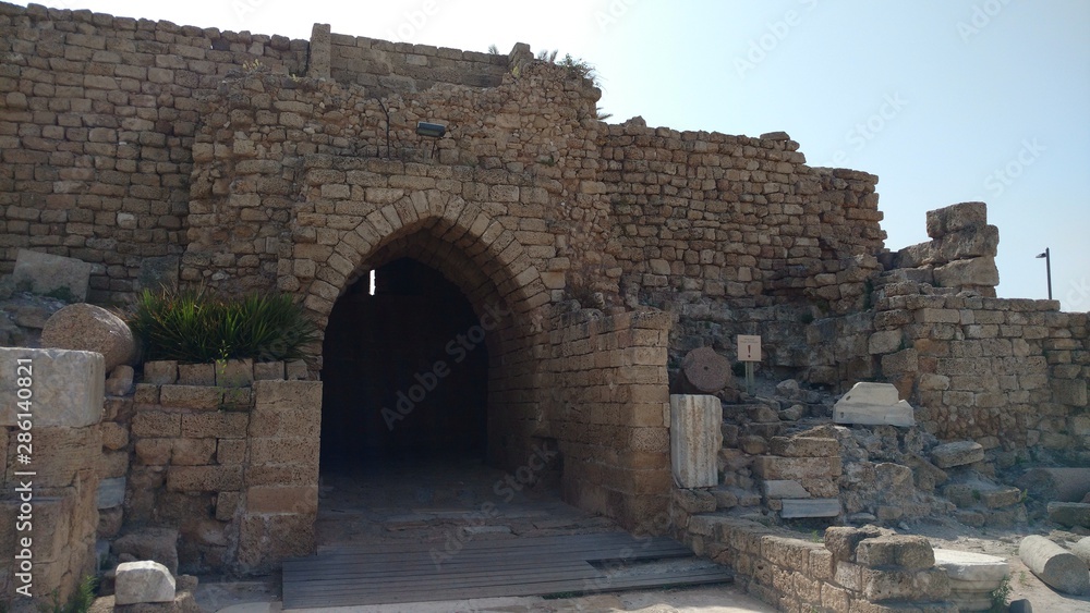 Ruins from the ancient city of Caesarea, in  Israel.
