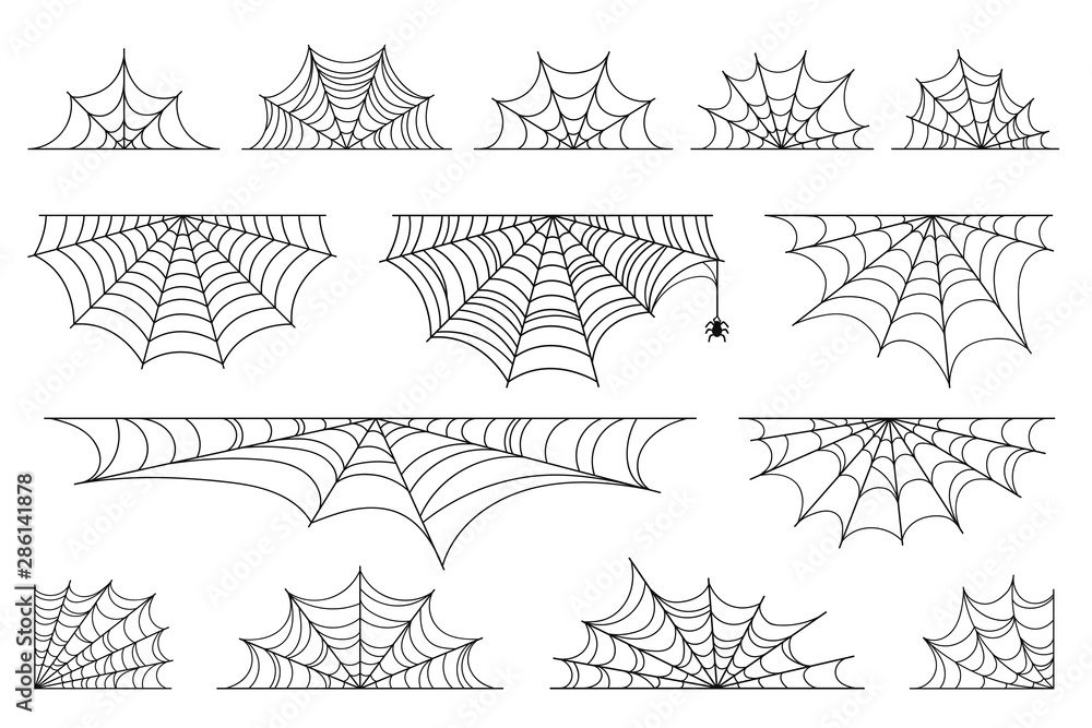 Set of spider web for Halloween. Halloween cobweb, frames and ...