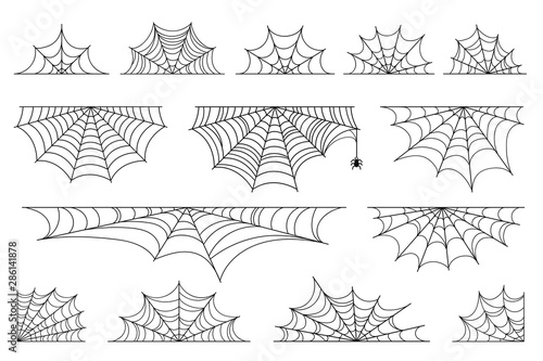 Fototapeta Set of spider web for Halloween