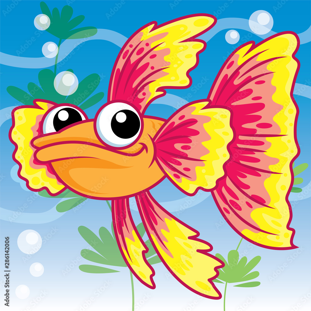 Fish Guppy cartoon, animal cartoon, cartoon cute Stock Vector | Adobe Stock