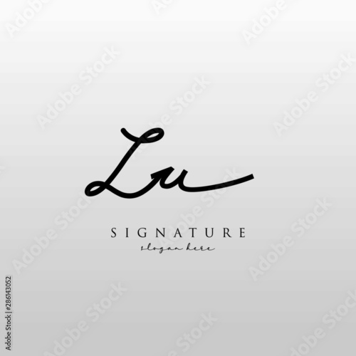 LU Letter Signature Logo Template Vector photo