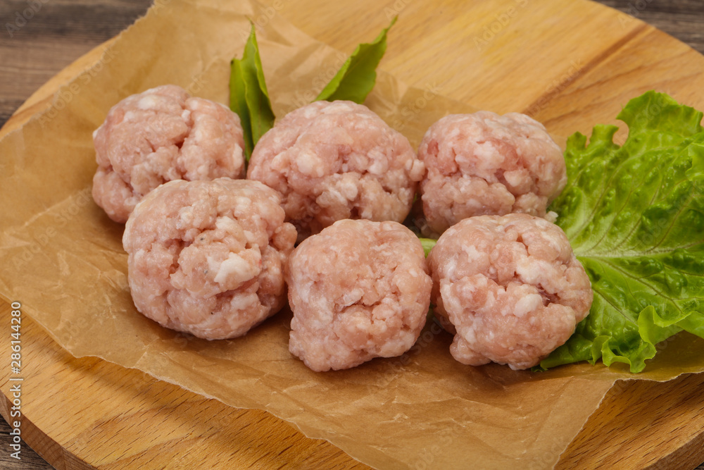 Homemade raw pork minced meatball for cooking Homemade raw pork minced meatball for cooking