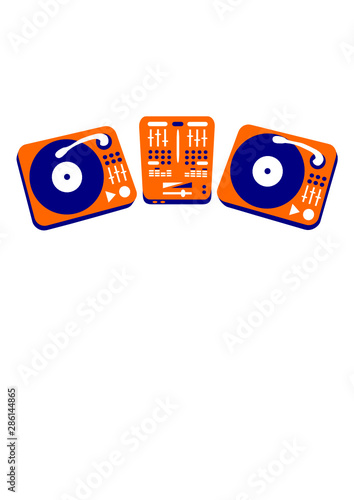 Turntables Mixer Dj Pult Plattenspieler Mischer Grafik Vektor