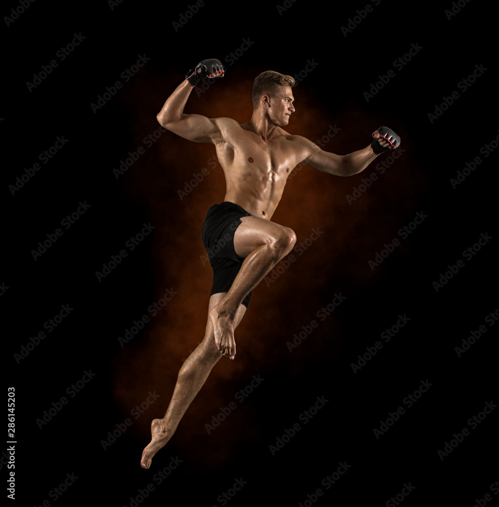 MMA male fighter kick MMA male fighter kick