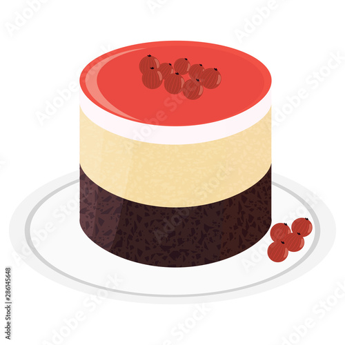 souffle cake with chocolate cake and currant berries