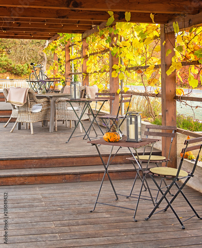 Restaurant with pumpkins in...