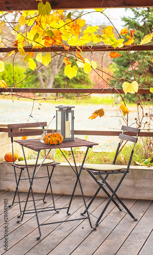Restaurant with pumpkins in...