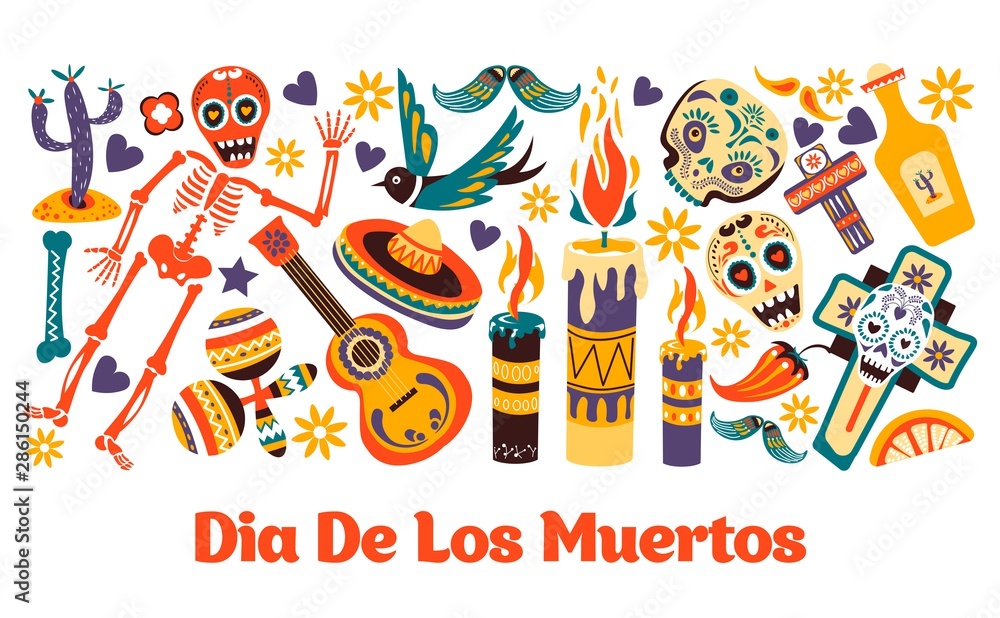 Mexican symbols, holiday or fiesta, Dia de Los Muertos, Mexico event