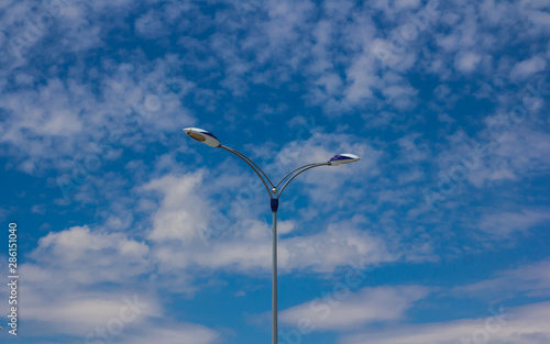 Lighting poles illuminating the street