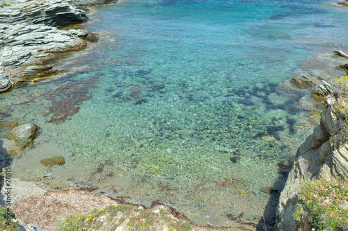 Small beach along Sentier des douaniers, Cap Corse. Corsica island, France