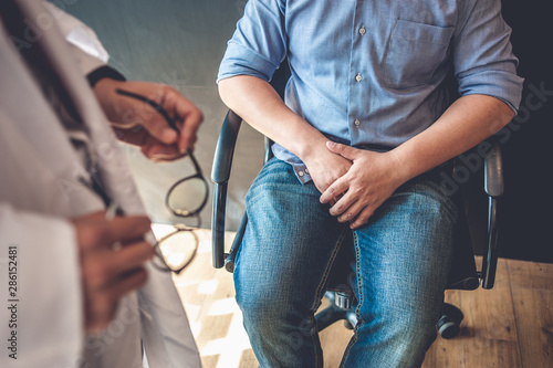 Doctors are consulting with young men about prostate cancer and venereal disease, including sexual dysfunction.Men Health Concept photo