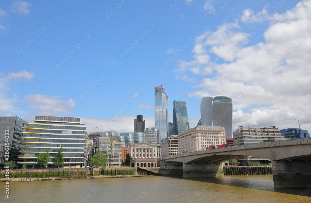 London downtown cityscape and river Thames London UK