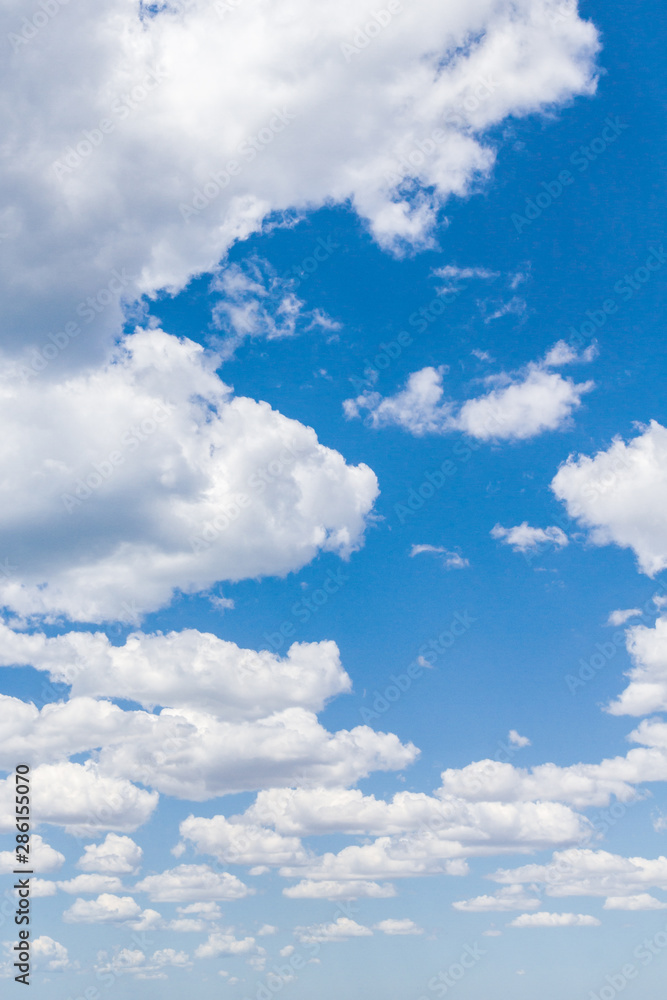 Fototapeta premium White fluffy clouds in the blue sky in summer