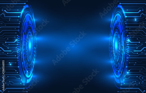 Abstract blue background with various technology elements. Hi-tech communication concept. Connection structure vector illustration.
