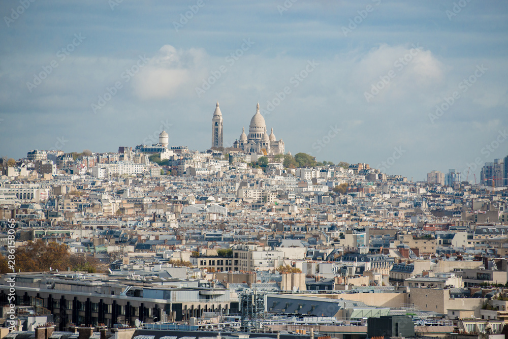 Sacre Coeur Cathedral on Top of Montmartre Hill, Paris. France.