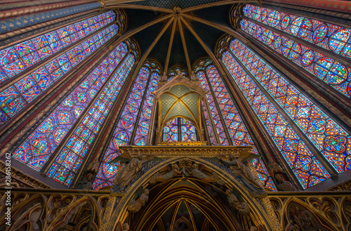 Stained glass window in Sainte Chapelle, Paris, France © Nattawit