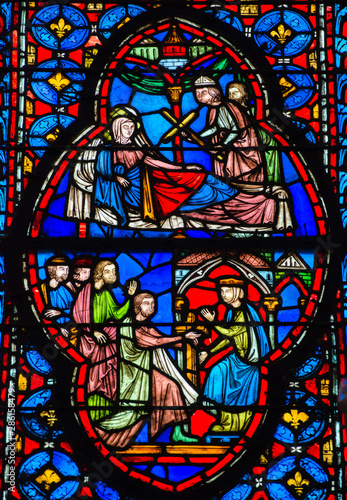  Stained glass window in Poissy collegiate church  Paris  France
