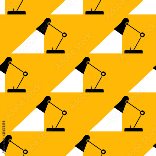 Table lamp seamless pattern. White and black background. Abstract geometric shape texture. Design template for wallpaper,wrapping, textile. Vector Illustration