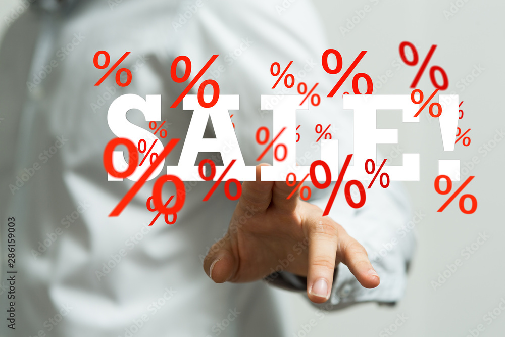 Fototapeta premium percent shopping digital in hand