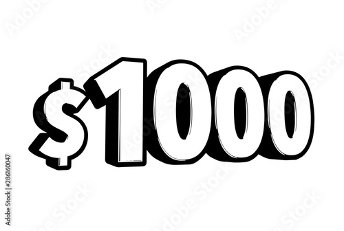 1000 text isolated on a white background.