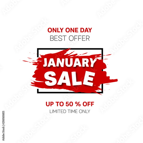 January Sale banner. Sale offer price sign. Brush vector banner. Discount text. Vector	