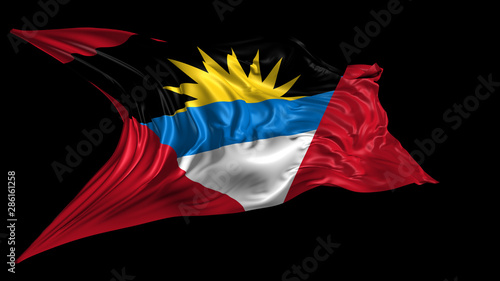 3d Illustration of antigua and Barbuda flag on Black Background 