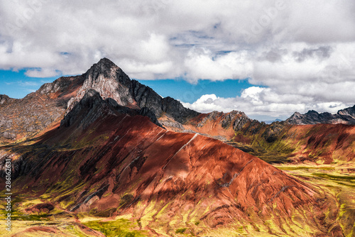 Red Valley section of Rainbow Mountain hike in the Peruvian Andes near Cusco, Peru