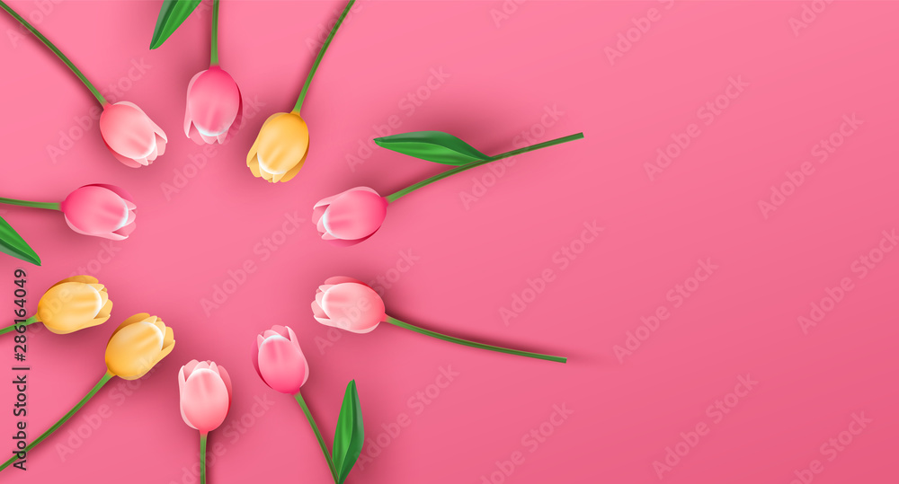 Pink 3d tulip flower background with copy space Pink 3d tulip flower background with copy space