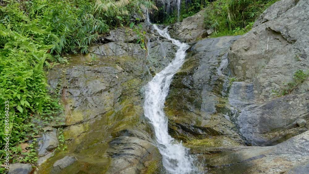Waterfall from rock in green rainforest Waterfall from rock in green rainforest