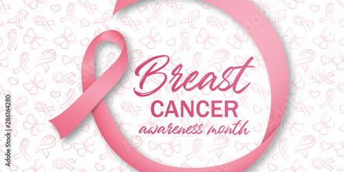 Breast cancer awareness card pink silk ribbon