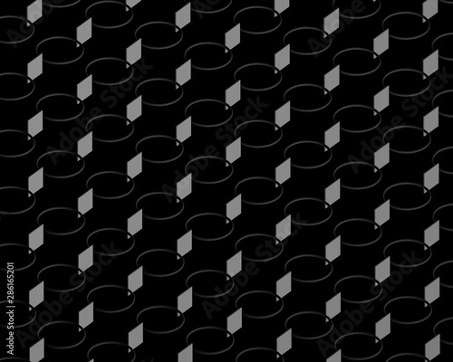 Geometric seamless pattern B&W. Monochrome abstract rings lines rectangles website background. Simple, black and white banner.