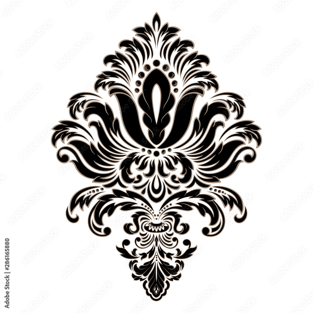 Obraz premium Vector damask element. Isolated damask central illistration. Classical luxury old fashioned damask ornament, royal victorian texture for wallpapers, textile, wrapping