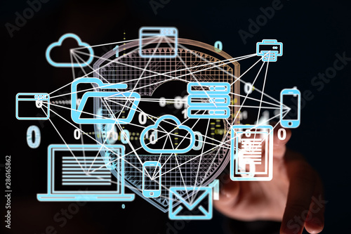 Network concept with connecting dots and lines