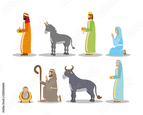 celebration merry christmas manger flat design