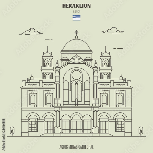Agios Minas Cathedral in Heraklion, Greece. Landmark icon