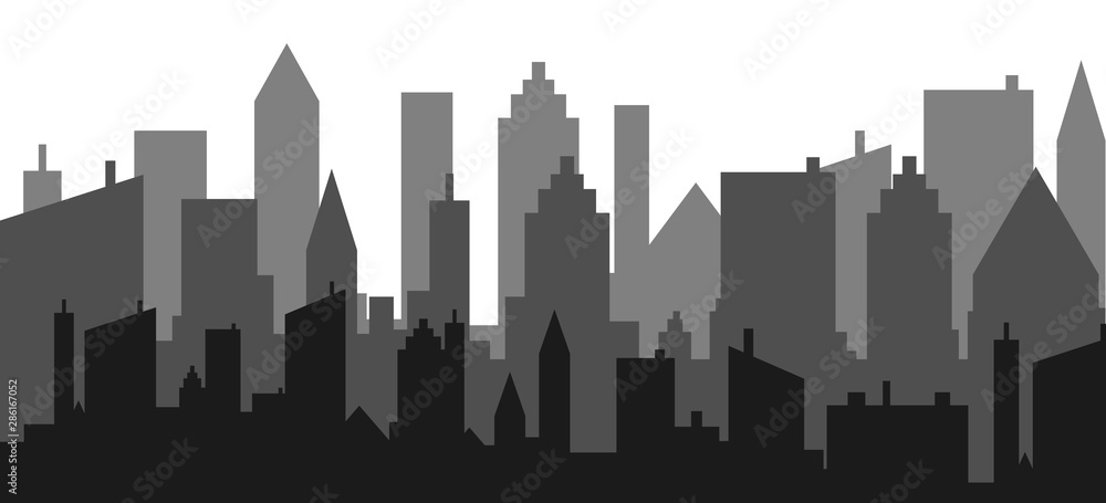 City skyline vector illustration. Urban landscape.skyscraper view silhouette design