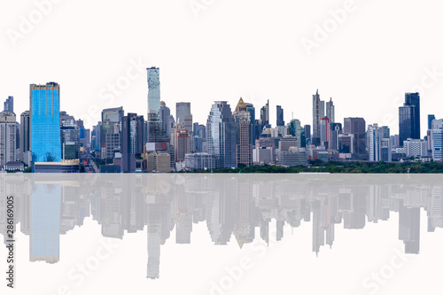 Cityscape, many modern building of midtown on a white background.