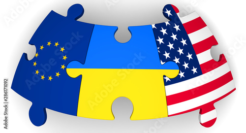 Obraz na płótnie Cooperation of the Ukraine, the European Union and the United States of America