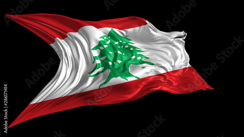 3d Illustration of Lebanon flag on Black Background 