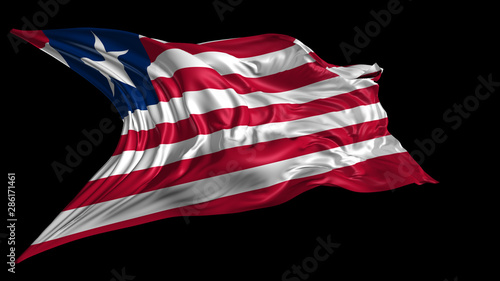 3d Illustration of Liberia flag on Black Background 