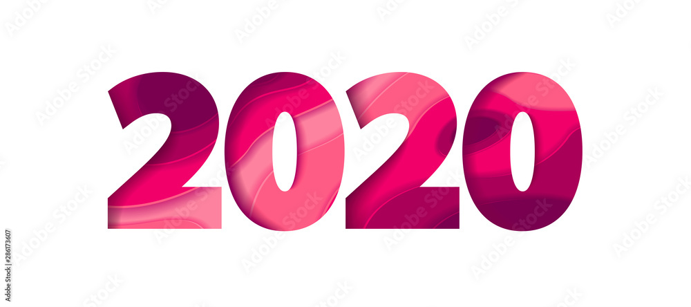 2020 banners set with 3D abstract background and paper cut shapes. Vector design layout for Christmas and happy new year, flyers, posters and invitations. Colorful carving art 2020 banners set with 3D abstract background and paper cut shapes. Vector design layout for Christmas and happy new year, flyers, posters and invitations. Colorful carving art
