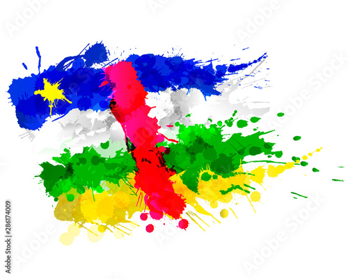 Flag of  Central African Republic made of colorful splashes