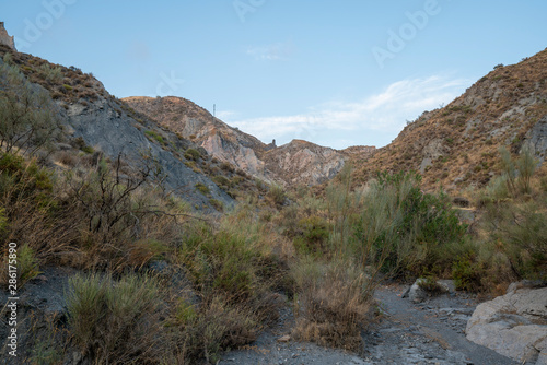 Turrilla canyon at sunset in summer