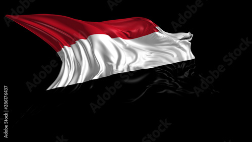 3d Illustration of yemen flag on Black Background 