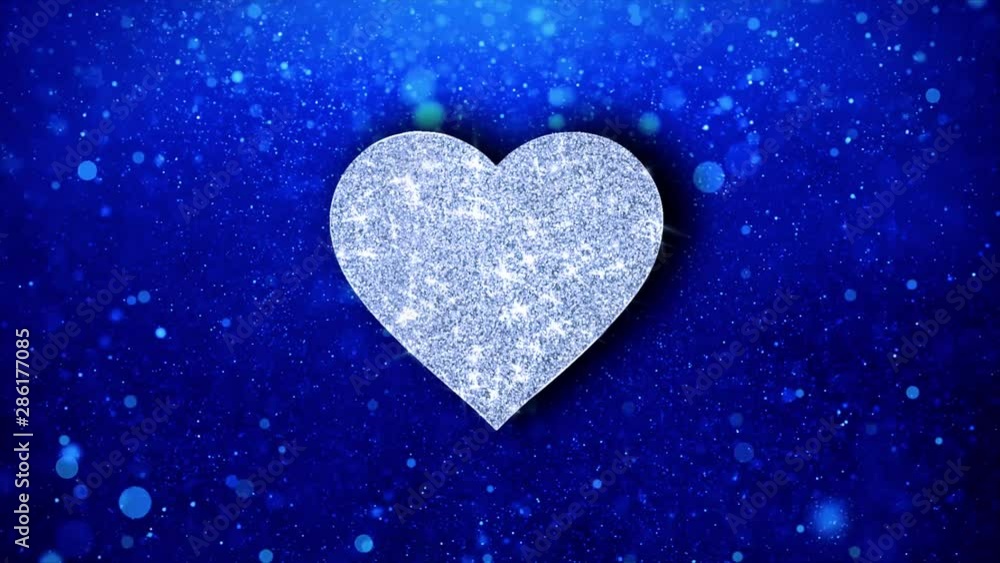 Love Heart Icon White Blinking Glitter Glowing Shine on Blue Particles. Shape, Web, Text , Design, Element, Symbol 4K Loop Animation. Love Heart Icon White Blinking Glitter Glowing Shine on Blue Particles. Shape, Web, Text , Design, Element, Symbol 4K Loop Animation.